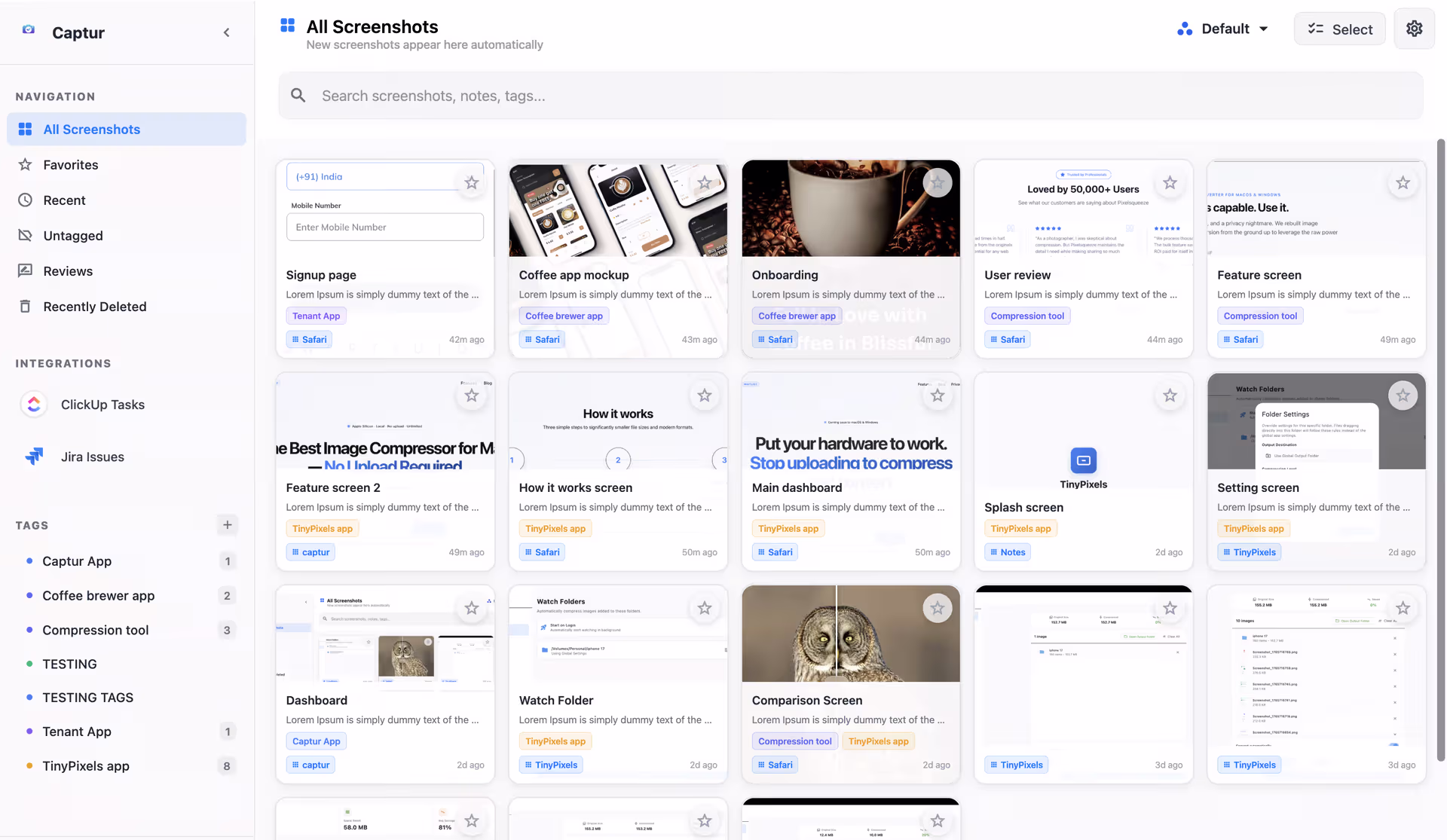 Captur — Visual Comparison dashboard